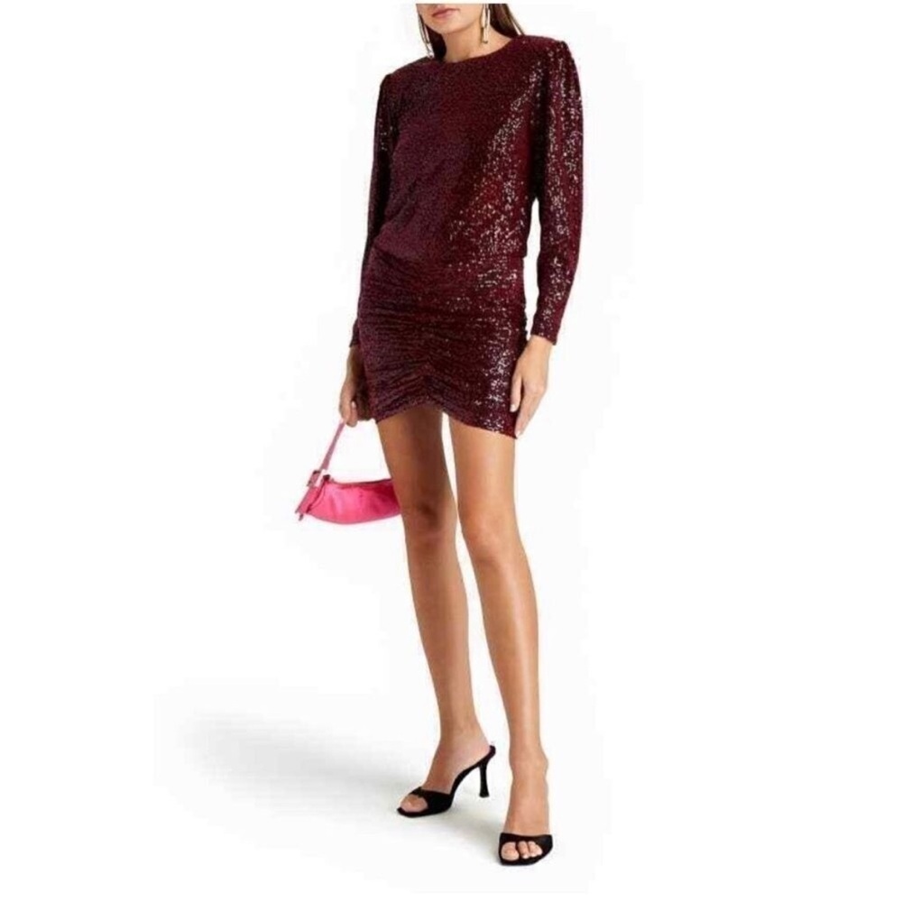 Retrofete -‎ Women's Flynn Sequin Open Back Dress- Size Medium - Burgandy/Maroon